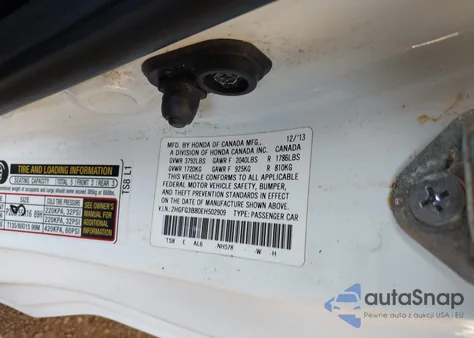 2014 Honda Civic Ex from USA, damaged, VIN 2HGFG3B80EH502909